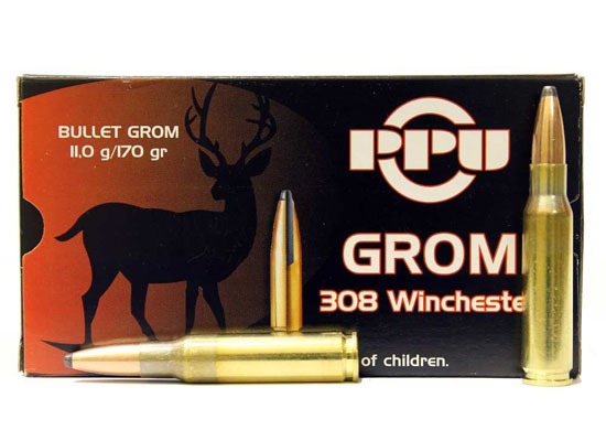 Патрон охотничий к.308Win PPU Partizan A-379 GROM 170 gr. 