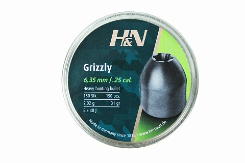 Пули пневматические к.6,35мм H&N Grizzly 2,02 г. (150шт)