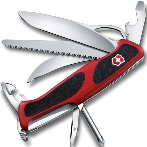 Нож Victorinox 0.9683.MС RangerGrip 58 Hunter, 130 мм, 13 функций, с фиксатором, красный с чёрным 