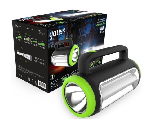 Фонарь GAUSS прожекторный 8W 400lm Li-Ion 1500 mAh PowerBank