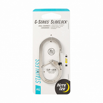 Карабин Nitelze G-Series SlideLock с блокировкой, размер 4, сталь (1 шт.)