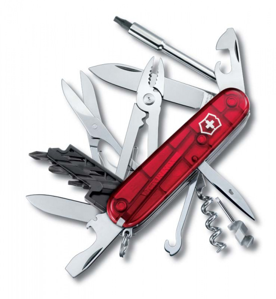 Нож Victorinox 1.7725.T CyberTool M, 91 мм, 32 функций, прозрачный красный