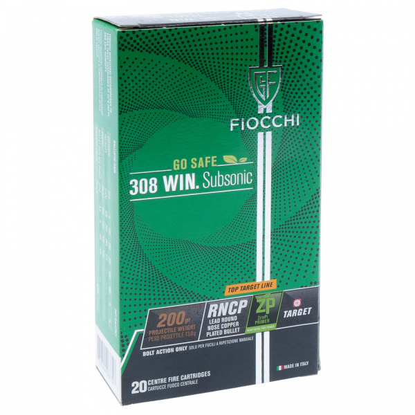 Патрон охотничий к.308Win Fiocchi RNCP Subsonic 13,0 г. (200 gr.)