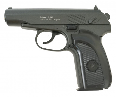 Пистолет Galaxy G.29B (ПМ) чёрная рукоятка к.6 мм пружинный