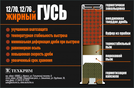 Патрон к.12х70 ТехКрим Жирный гусь №1 