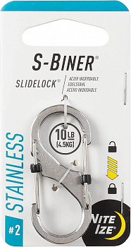 Карабин Nitelze S-Biner SlideLock с блокировкой, размер 2, сталь
