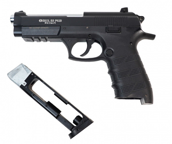 Пистолет пневматический EKOL ES P92 B Black (металл) Blowback к.4,5 мм 3Дж
