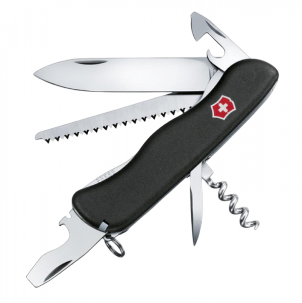 Нож Victorinox 0.8363.3 Forester, 111 мм, 12 функций, с фиксатором лезвия, чёрный