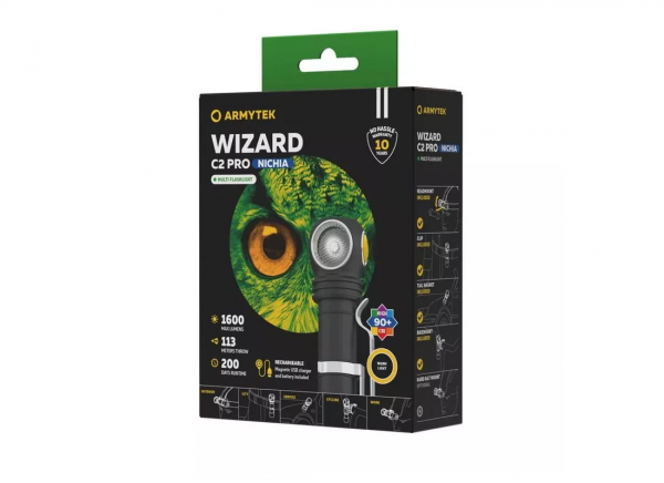 Фонарь налобный Armytek Wizard C2 Pro Nichia Magnet USB 1600 лм (тёплый свет)