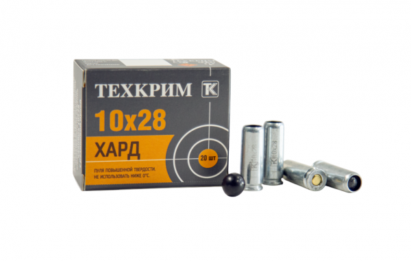 Патрон травматический к.10х28Т ТехКрим Maximum ХАРД резиновая пуля 1,0 г.