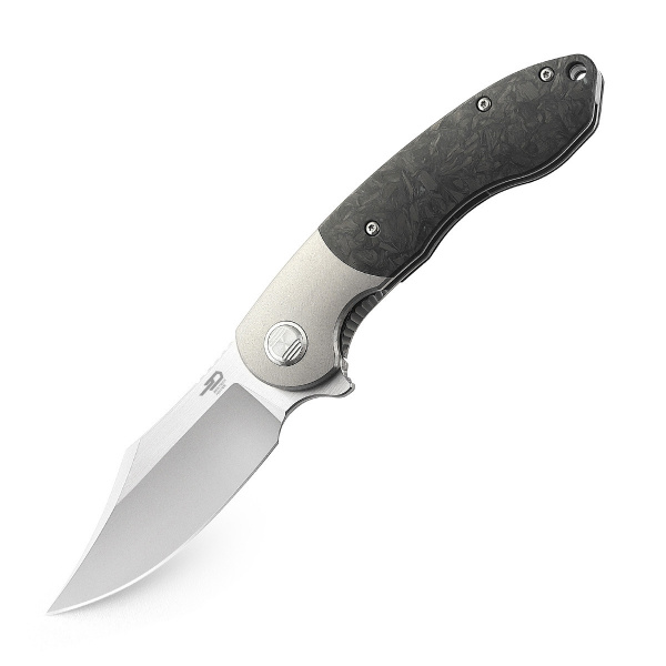 Нож Bestech Bowietie складной, рукоять серый титан/карбон, клинок M390