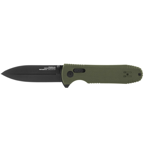 Нож SOG Pentagon Mk3-OD Green складной, рук-ть зелен.G10, клинок черн CTS XHP