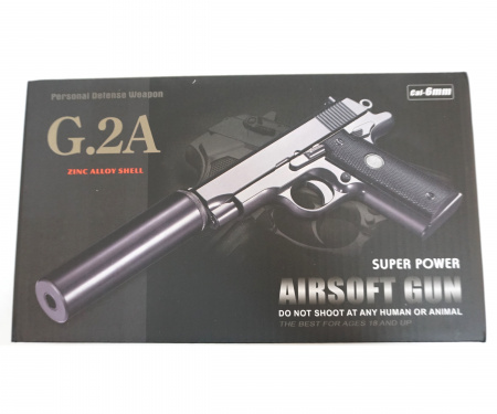 Пистолет Galaxy G.2A (Browning mini с фальшглушителем) к.6 мм пружинный
