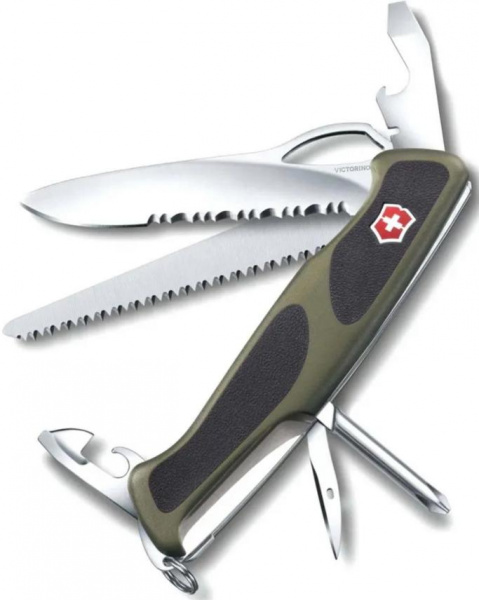 Нож Victorinox 0.9663.MWС4 RangerGrip 178, 130 мм, 12 функций, зелёный