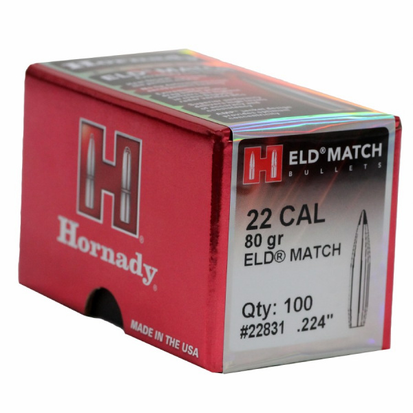 Пуля к.223Rem Hornady ELD Match 80grs/5,2 г.; DIAM 5,70/.224