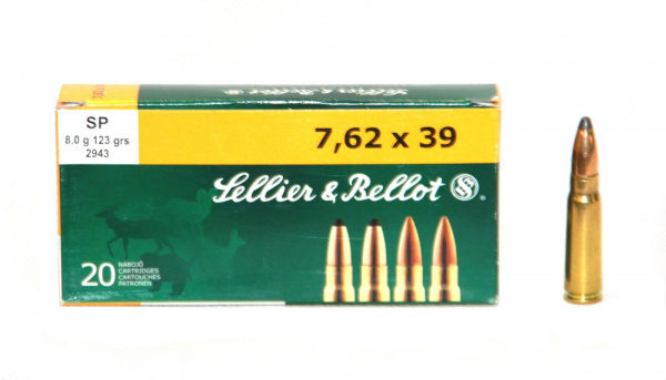 Патрон охотничий к.7,62х39 Sellier&Bellot SP 8,0 г.