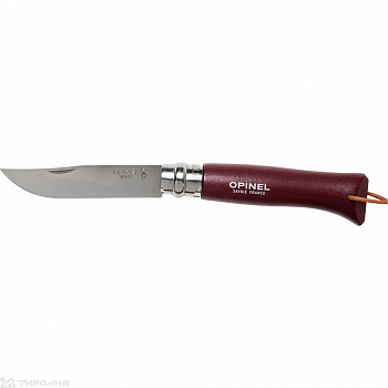 Нож Opinel Trekking № 8, нерж. сталь, граб, красно-коричневый, темляк
