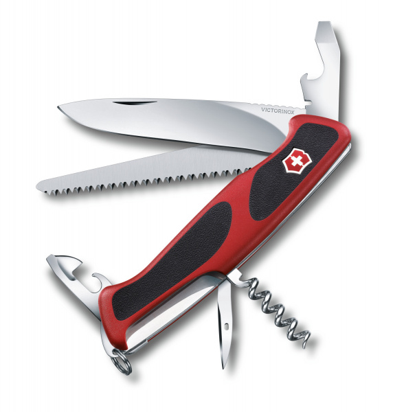 Нож Victorinox 0.9563.С RangerGrip 55, 130 мм, 12 функций, красный с черным