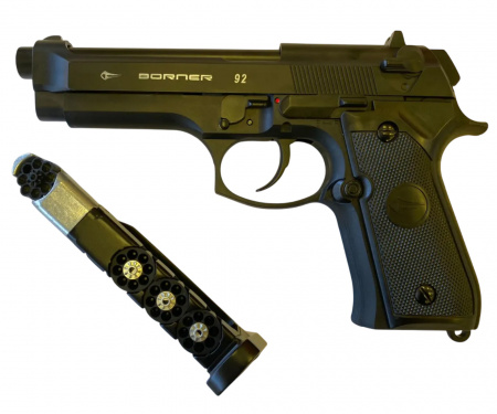 Пистолет пневматический BORNER 92 Blowback (Beretta), кал. 4,5 мм/pellets