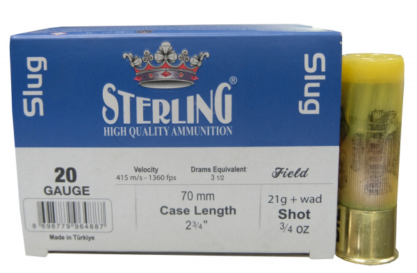Патрон к.20х70 Sterling пуля SLUG 25г.